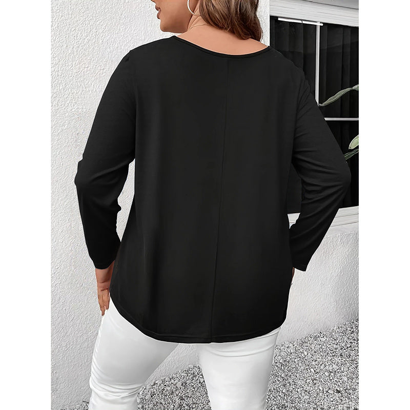 Women's Plus Size Long Sleeve Tunic Tops Criss Cross V-Neck Blouse Casual Fall Shirts For Women 1X-5X